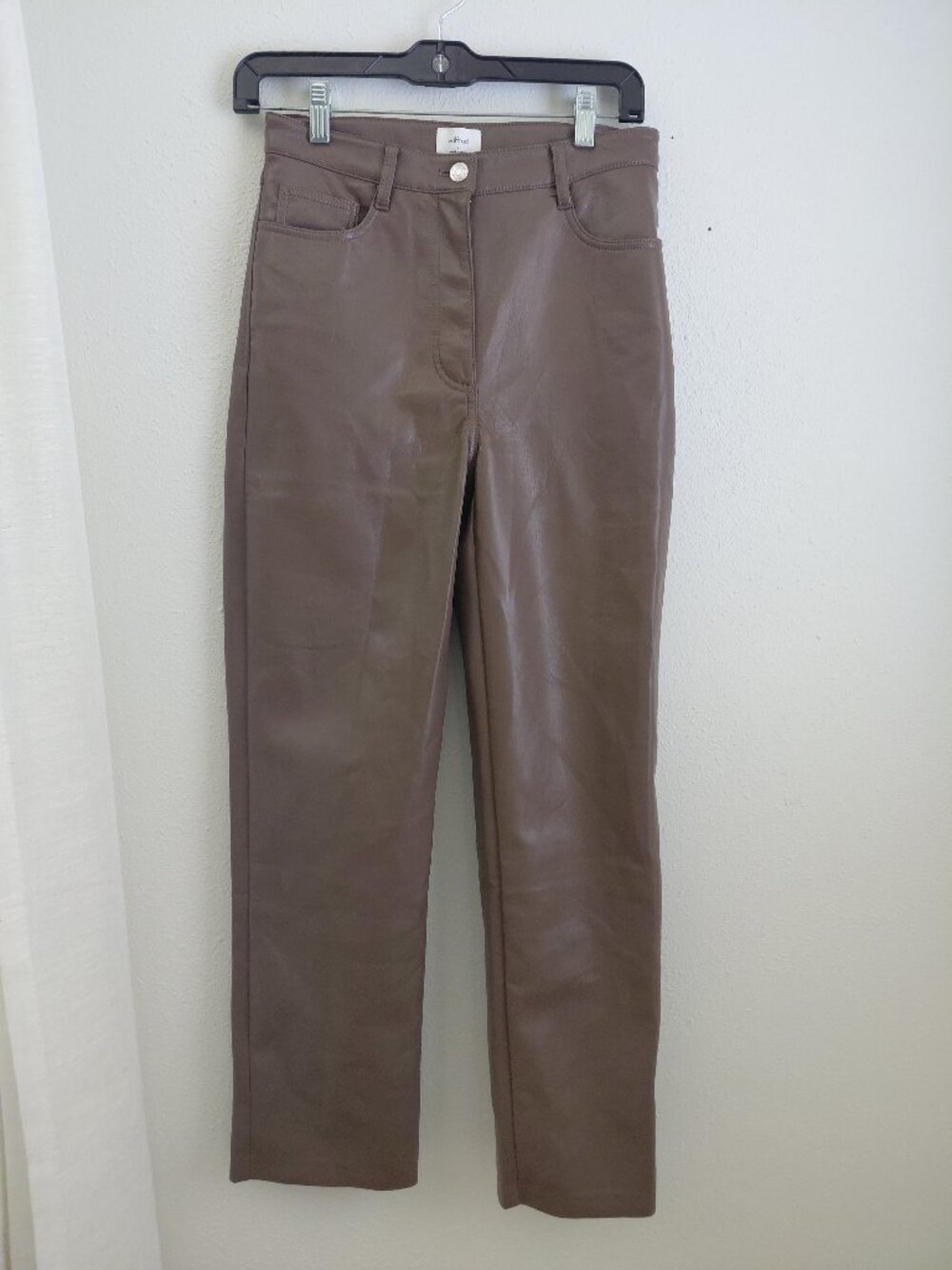 Wilfred Melina Faux Leather Brown Straight Leg Pants Women
